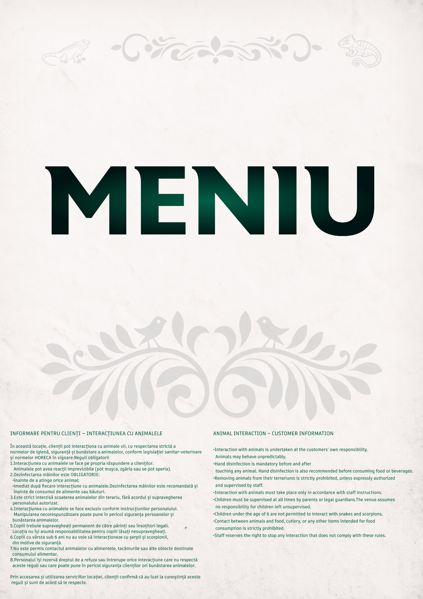 Meniu Grumpy Zoo - copertă